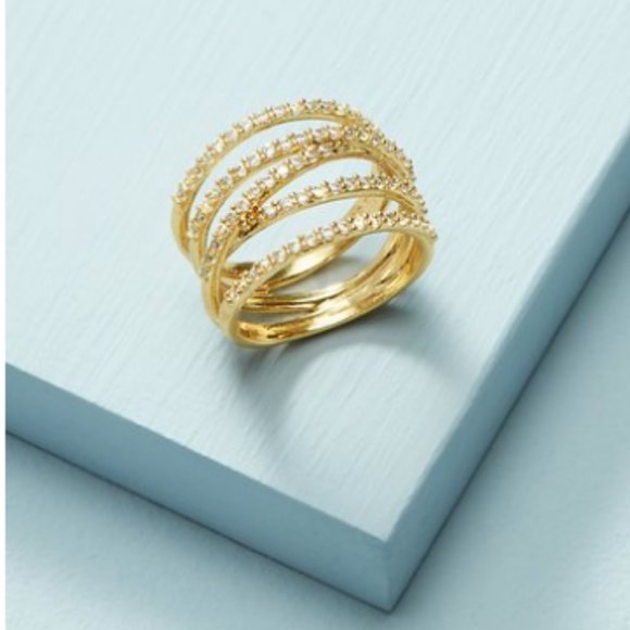 Stellar Pavé Ring Gold Size 6 - Picture 1 of 10